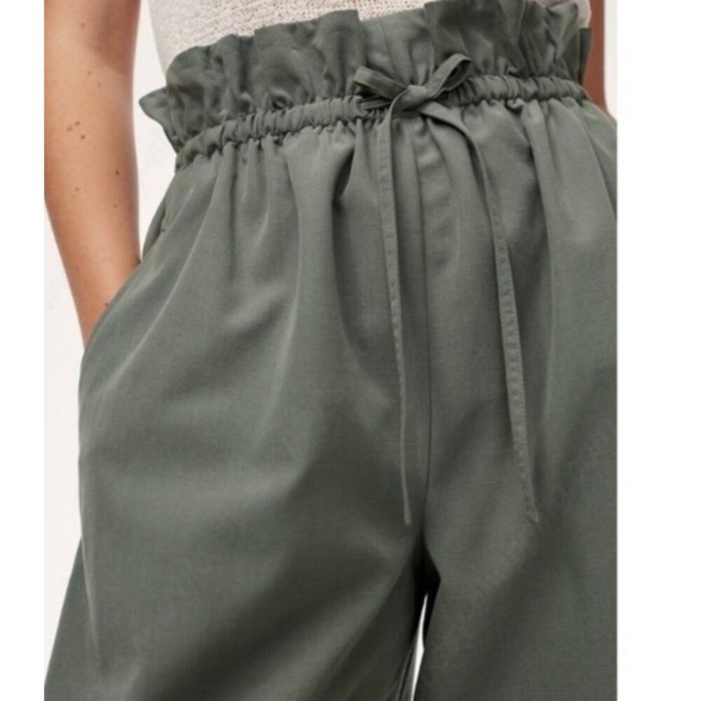 The GROUP by BABATON Olive High Waist Drawstring Paper Bag Wide Leg KERRI Pants